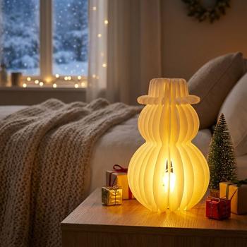 Weihnachtliche Schneemann LED Dekoration Wabenpapier mit 6h Timer, 39 cm – Nachtlicht für Schlafzimmer oder Wohnzimmer. Perfekt für Weihnachten