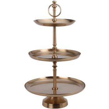 Hochwertige 3-Etagen Etagere in Messing-Gold, vielseitig einsetzbar als Küchenständer, Obstschale & Deko für Zuhause