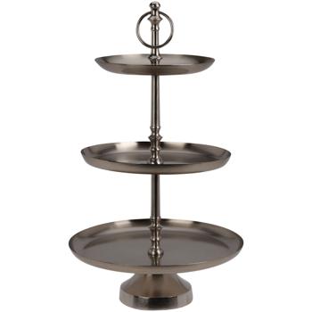 Hochwertige 3-Etagen Etagere in Silber, vielseitig einsetzbar als Küchenständer, Obstschale & Deko für Zuhause