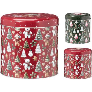 Preview: Set of 2 Christmas storage tins - Large & small - Decorative steel tin boxes, ideal for cookies, biscuits, pastries, gift packaging or Advent decor