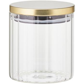 Storage container made of sturdy borosilicate glass with a striped effect and a stylish lid. Perfect for coffee, muesli & spices - 750ml