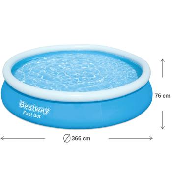 Preview: Piscine autoportante ronde Ø3,66x76cm - Pompe de filtration Flowclear & cartouche incluses - Rapide à monter, UV-résistante - Idéale jardin familial