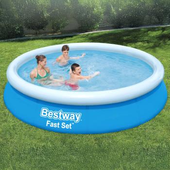 Preview: Piscine autoportante ronde Ø3,66x76cm - Pompe de filtration Flowclear & cartouche incluses - Rapide à monter, UV-résistante - Idéale jardin familial