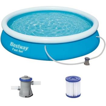 Preview: Piscine autoportante ronde Ø3,66x76cm - Pompe de filtration Flowclear & cartouche incluses - Rapide à monter, UV-résistante - Idéale jardin familial