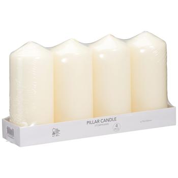 Stylish candle set, 4-piece pillar candles - Long burn time approx. 65 hours. Ideal for cozy evenings, weddings & Christmas, cream white