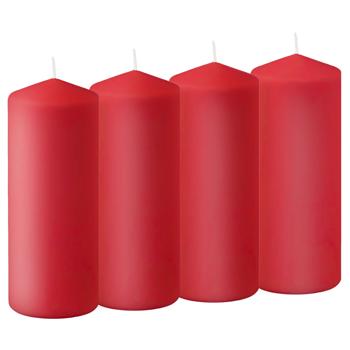 Lot de 4 Bougies Cylindriques Rouges - Longue Durée de Combustion 65h - Décoration Ambiance Mariage Noël Maison - Ø 7x15cm