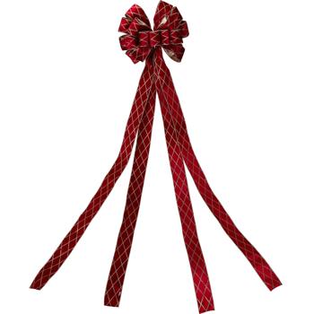 Magico fiocco rosso a quadri, 130 cm. Decorazione per albero di Natale sensazionale - punta albero che garantisce un‘atmosfera festiva