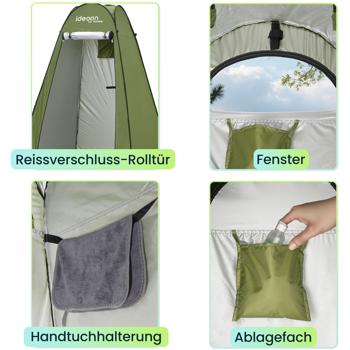Preview: Pop-Up Toilettenzelt - Duschzelt & Umkleidezelt für Camping, Strand & Outdoor, tragbares Sichtschutzzelt grün, schneller Aufbau Preview: Pop-Up Toilettenzelt - Duschzelt & Umkleidezelt für Camping, Strand & Outdoor, tragbares Sichtschutzzelt grün, schneller Aufbau
