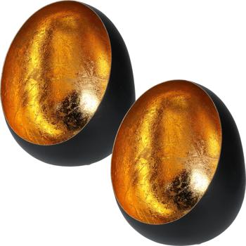 2er-Set Elegantes Windlicht aus Metall 10 x 13 cm, für Kerzen und Teelichter, schwarz/gold: Ein stilvolles Deko-Objekt für drinnen & draussen