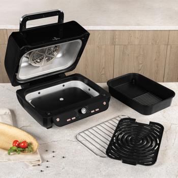 Preview: friggitrice ad aria calda multifunzione 12in1 con finestra, 6 litri, nero opaco oro rosa: senza grassi e digitale - Pasti sani in modo semplice e veloce