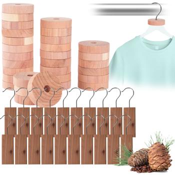 Zedernholz-Set aus 20 Zedernholz-Blöcken und 30 Zedernholz-Ringen: Natürlicher Mottenschutz für Kleiderschrank, Küche & Vorratsschrank
