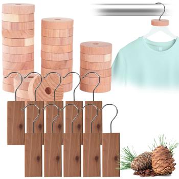 Set in legno di cedro composto da 10 blocchi e 30 anelli in legno di cedro: Protezione naturale contro le tarme per il guardaroba, la cucina e la dispensa
