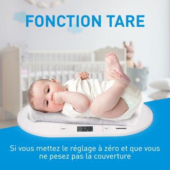Preview: Pèse-bébé numérique - 20 kg max, précis 10 g, confortable avec fonction tare - Surveillance poids nourrissons/enfants, piles incluses