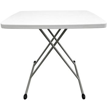 Preview: Camping folding table, height-adjustable, white: Outdoor folding table, sturdy & lightweight - A perfect companion for camping, picnics & gardening