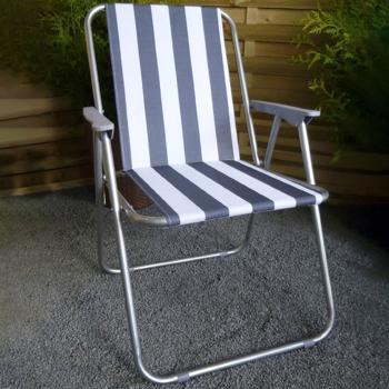 Preview: Camping chair, blue/white, foldable, robust & space-saving, ideal for camping, outdoor & festivals