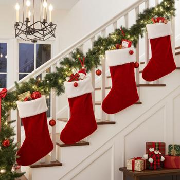 Lot de 4 chaussettes bottes du Père Noël en peluche toute douce pour une décoration de Noël festive – Parfait pour des souvenirs de Noël durables