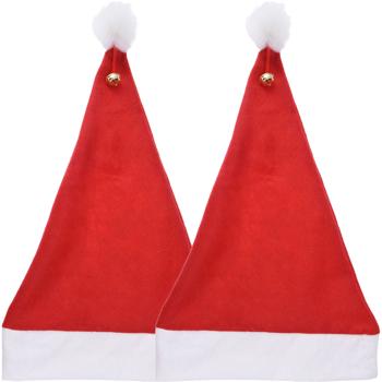 2er-Set Festliche Weihnachtsmann Mütze mit Pompon und Glocke - ideal für Feiern, Kostüme und die perfekte festliche Stimmung