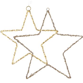 Set of 2 enchanting Christmas stars with 120 & 150 LEDs, warm white, 30 x 0,5 cm/50 x 0,5 cm – Window decoration & Christmas decoration for indoor use