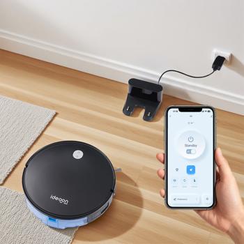 Preview: Robot aspirateur-laveur 3-en-1 : 3 kPa de puissance d‘aspiration, nettoyeur de sols automatique avec moteur sans balais et contrôle via application. Nettoie jusqu‘à 120 m², votre assistant ménage pour la maison connectée