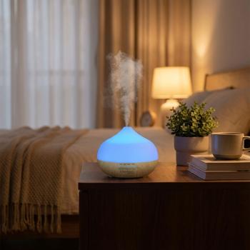 Stylish aroma diffuser & humidifier, 300 ml nebuliser with RGB colour light and timer – perfect for home & office