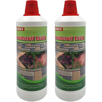 set de 2 désherbants au vinaigre naturel, 1.000 ml : Vinaigre de base au pouvoir naturel contre les dépôts verts et les mauvaises herbes, nettoyage rapide, écologique et sûr