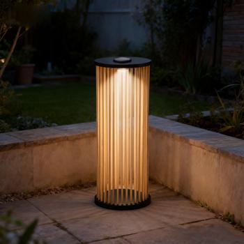 Preview: Set of 4 stylish 60 cm bamboo solar lanterns – warm white LED garden light, the perfect weather‑resistant outdoor decoration for your terrace & garden