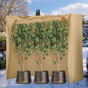Housse de protection pour plantes, protection hivernale 200x180x70 cm pour palmiers et grandes plantes, couverture hivernale avec porte zippée pratique, voile 100 g/m²