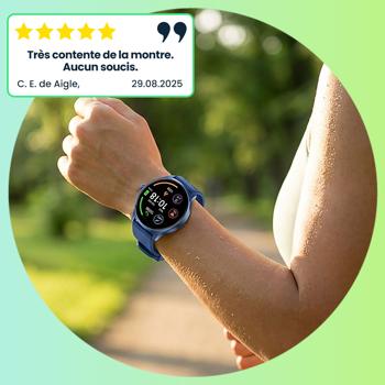 Preview: Montre Connectée Fitness Bleue - Suivi Sportif Avancé & Santé (FC, SpO2, Pression) - Appel Bluetooth - Écran AMOLED 1.43