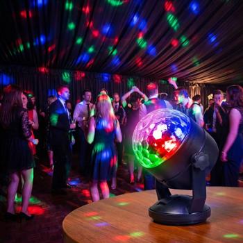 Preview: LED-Diskokugel mit Farblicht: Rotierende Party-Kugel, bunt & hell –Ein Stimmungsmacher für unvergessliche Feste & coole Partys