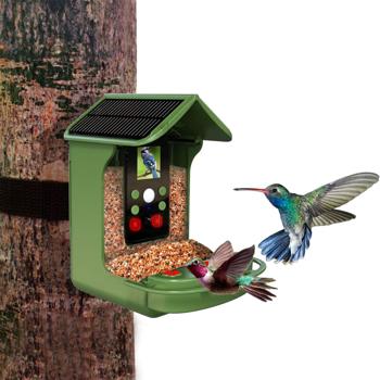 Preview: Mangiatoia per uccelli con telecamera e pannello solare: telecamera per la fauna selvatica per scoprire da vicino gli uccelli in giardino