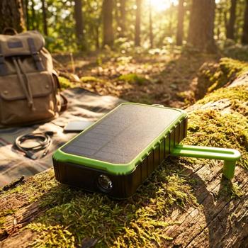 Preview: Solar-Powerbank 10.000 mAh: Kurbeldynamo & LED-Licht – Ein Notfall-Ladegerät für Outdoor, Camping & Reise – Nie mehr ohne Strom!