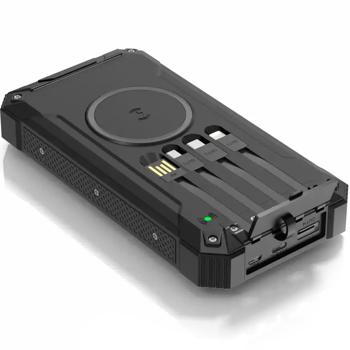 20.banque d‘énergie solaire de 000 mAh, chargement sans fil & 4 câbles de chargement intégrés : centrale électrique mobile pour téléphone portable & appareils USB