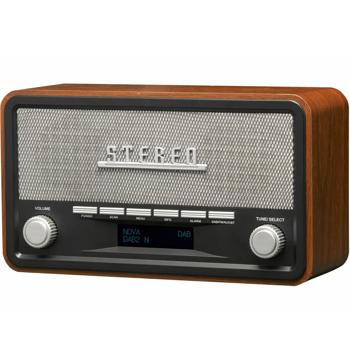 Preview: Radio DAB+/FM Vintage - Boîtier Bois Véritable - Réception Numérique/Analogique - Bluetooth, AUX, Réveil, Son Stéréo 2x2W