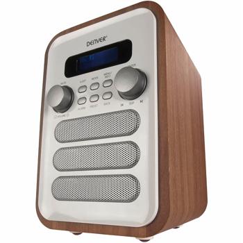 Preview: Radio Rétro Numérique DAB+/FM - Son Parfait, Bluetooth, 40 Présélections - Design Bois Blanc - Réveil, Antenne Télescopique