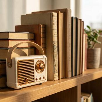 Preview: Kompakter Mini-Bluetooth Lautsprecher im 50er Kofferadio-Retro-Stil - kabelloses Musikerlebnis, perfekt für Fitness, Strand, Party oder im Homeoffice