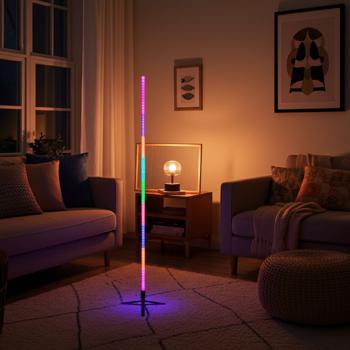 Preview: Lampadaire d’angle Wi-Fi LED RGB - Ambiance lumineuse colorée, intensité variable - Compatible Tuya, Google, Alexa - 1,5m, 84 LED, 16 millions couleurs