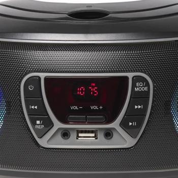Preview: Boombox Lecteur CD Portable - Bluetooth, MP3 USB, AUX, Casque - Son Puissant 2x2W RMS, Lumières LED - Idéal Fêtes/Maison/Voyage