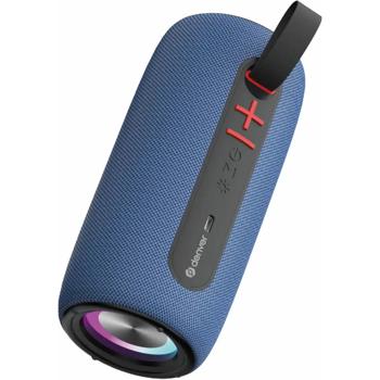 Preview: Mini Haut-Parleur Portable Bluetooth Bleu - Son Cristallin Maison Fêtes Déplacements - TWS, Lumières RVB, USB-C, AUX, MicroSD, 1200 mAh, 2x50W