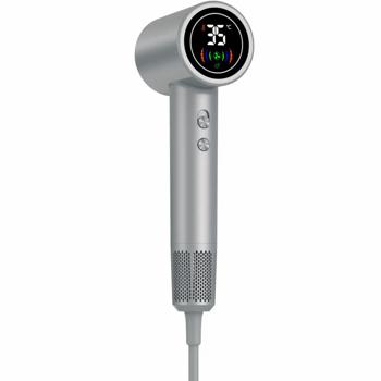 Preview: Hochleistungs Haartrockner 1400W, silber, Föhn mit LED-Anzeige für schnelles Trocknen und glänzende Ergebnisse - Perfekt für den professionellen Einsatz