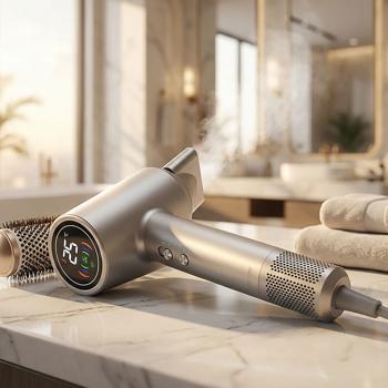 Hochleistungs Haartrockner 1400W, silber, Föhn mit LED-Anzeige für schnelles Trocknen und glänzende Ergebnisse - Perfekt für den professionellen Einsatz