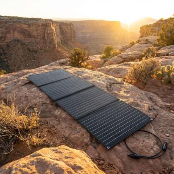 Pannello solare pieghevole 40W monocristallino – Caricatore solare portatile IP65 con spina compatibile MC4, adattatore DC, occhielli e moschettoni per il campeggio
