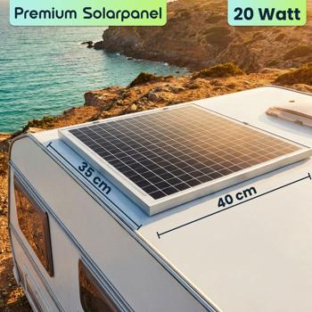 Preview: Premium 20 Watt Solarpanel mit MC4-komp.-Anschluss & 1,2m Kabel (DC auf MC4) - Solarmodul 40x35x2 cm mit stabilem Rahmen, 21,8V Spannung