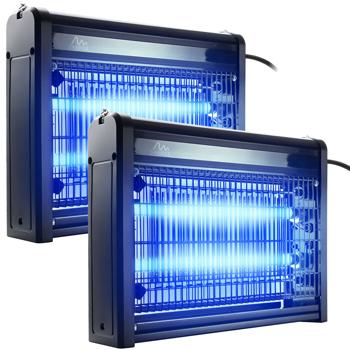 Preview: Lot de 2 destructeurs d’insectes UV professionnels (9 W, jusqu’à 70 m²) - Protection efficace - Grille haute tension contre moustiques, mouches & Cie - Sans produits chimiques
