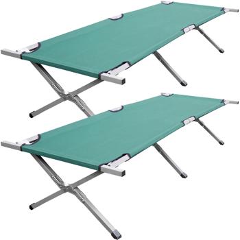 lot de 2 lits de camp professionnels pliables, verts - Un maximum de repos en plein air. Idéal pour le camping, la pêche, les invités. Lit pliant robuste avec confort & stabilité !