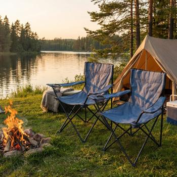 2er-Set Camping Faltstuhl Blau klappbar: Mit Armlehne & Getränkehalter – Kompakt, robust & bequem – Ihr perfekter Begleiter für Outdoor