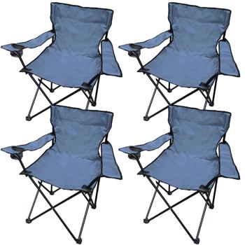 Set di 4 sedie da campeggio pieghevoli blu: con bracciolo & portabicchiere – Compatte, robuste & comode – Il vostro compagno perfetto per l’outdoor