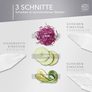 Preview: Multifunktionale Gemüsereibe V3 Basis Set - Ultrascharfe Edelstahl V-Klinge, 3 Schnittstärken - Küchenhobel für Gemüse & Obst - Made in Germany - BPA-frei