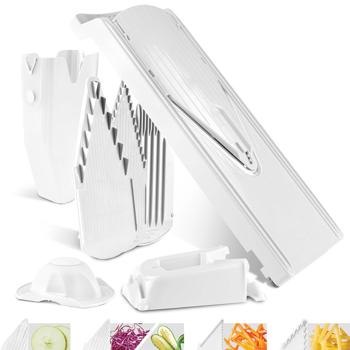 Preview: Râpe à légumes multifonctionnelle V3 Profi Set - 5 types de coupe, lame en V acier inoxydable, sans BPA - Idéal légumes & fruits, Made in Germany