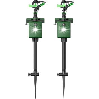 2-piece universal animal deterrent with water jet & motion sensor, solar-powered: Repels dogs, cats, herons and wildlife, protects your garden effectively