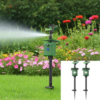 2-piece universal animal deterrent with water jet & motion sensor, solar-powered: Repels dogs, cats, herons and wildlife, protects your garden effectively